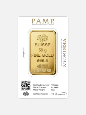PAMP 50 Gram Gold Bar Minted