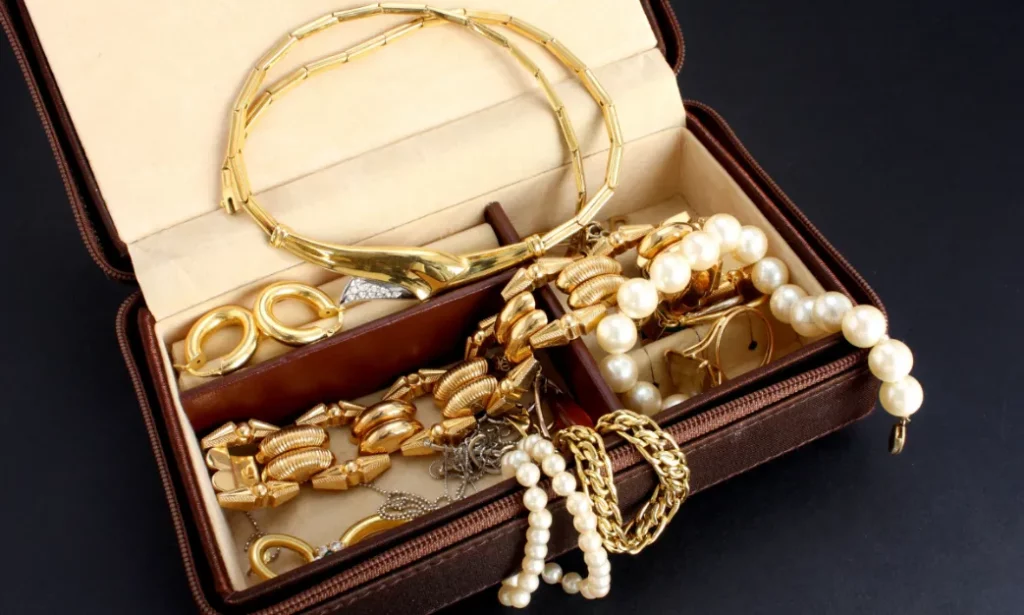 gold jewellery in a box