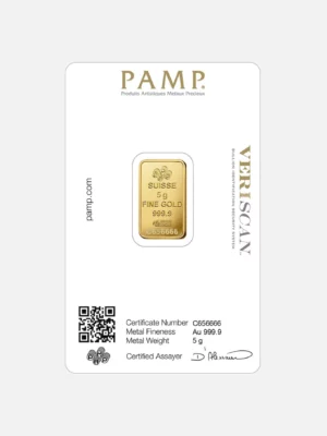 PAMP 5 Gram Gold Bar Minted