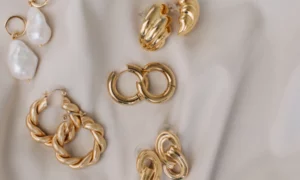 various pairs of gold earrings